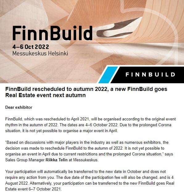 Finnbuildの新しいスケジュール！